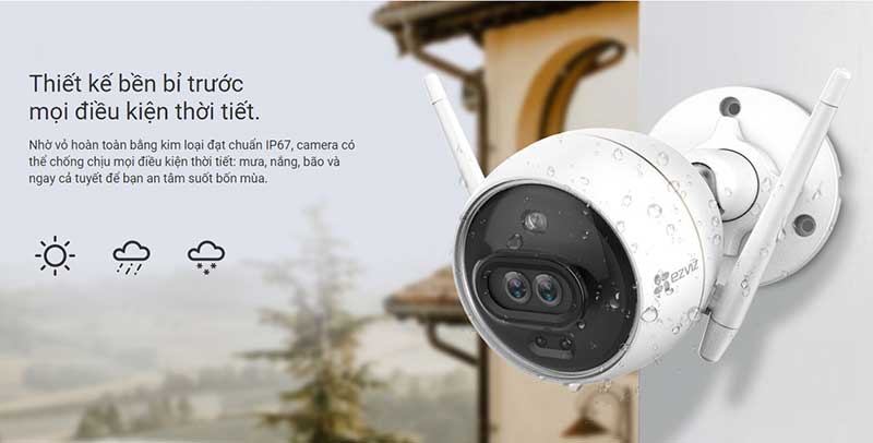  Camera đạt chuẩn IP67, chống chịu mọi điều kiện thời tiết.